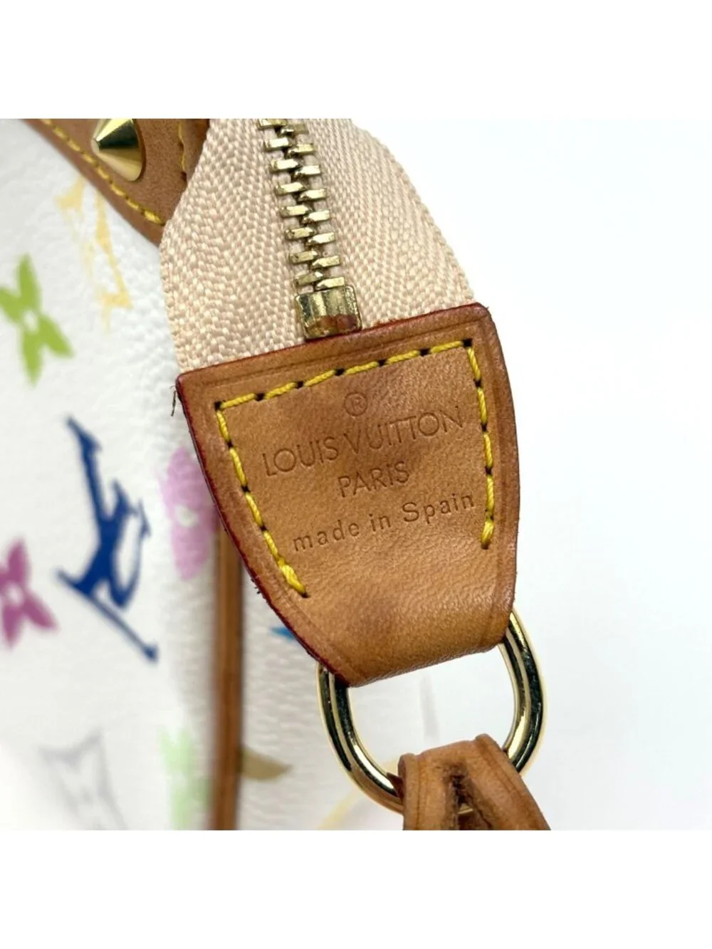 Louis Vuitton Pochette Accessoires Pouch Studs Monogram Multicolor Blanc